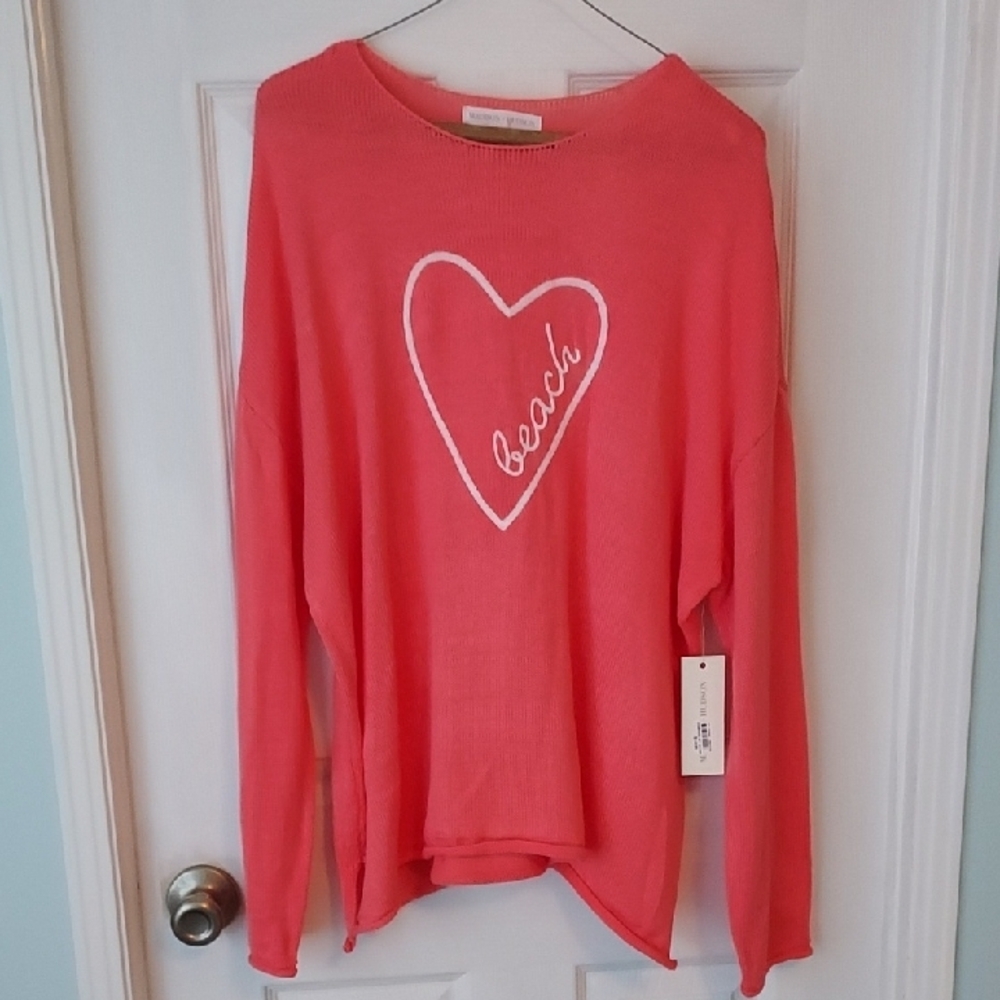 Coral Heart Beach Sweater